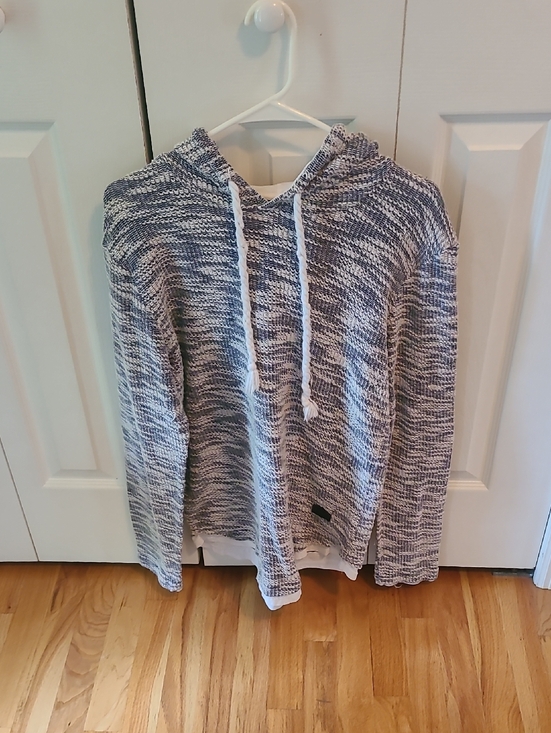 Other - Men's Hooded Knit Sweater Pullover - Blue/White